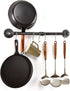 Pipe Pot Pan Rack Wall Mounted Kitchen Organizer with S Hooks, Industrial Cookware Hanger Bar Rail (24 inch, Black Gray)