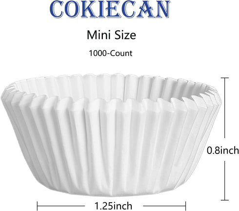 1000 Pcs White Mini Cupcake Liners Small Muffin Liners No Smell Premium Greaseproof Paper Cupcake Wrappers Baking Cups (1.25 Inch Bottom Dia.) by Cokiecan