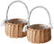 ASSR 2PCS Woven Storage Basket with Handle and Ribbon, Wicker Rattan Flower Girl Baskets for Wedding, Home Garden Decor