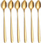 Long Handle Iced Tea Spoon, 7.8-Inch Gold Coffee Spoon, Set of 6 Stainless Steel Ice Cream Spoons