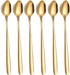 Long Handle Iced Tea Spoon, 7.8-Inch Gold Coffee Spoon, Set of 6 Stainless Steel Ice Cream Spoons
