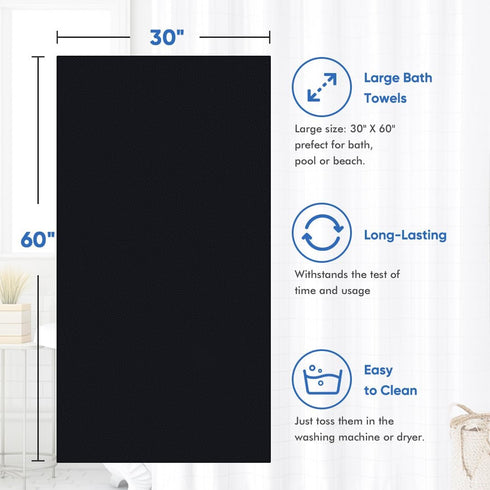 Set Pack 4, 30 60 Inches HOMEXCEL Bath Towel of x Large Microfiber Bath Towels, Soft, Absorbent, and Quick Dry Towels
