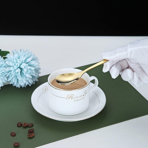 Gold Demitasse Espresso Spoons, 5.5'' Mini Coffee Spoons, Set of 6, Dishwasher Safe