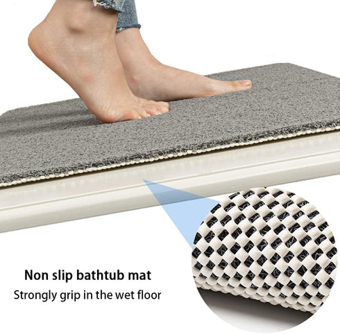 Shower Mat Bathtub Mat Non Slip - 16x32 Inch, Upgraded No Suction Cup Soft Textured PVC Loofah Tub Mat with Drain for