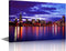 Chicago Cityscape at Night Wall Art Painting on Canvas, Modern Urban Building Panorama for Living Room