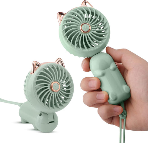 QearFun Handheld Fan, Portable Mini Hand Held Fan with USB Rechargeable Battery, 3 Speed Personal Desk Fan, 8-12 Hours