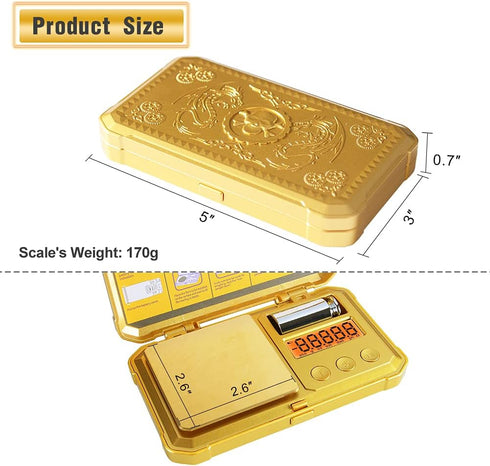 Fuzion Gram Scale 200g/0.01g, Digital Pocket Herb Scale with 6 Modes, Tare for Jewelry, Small (50g Weight Included)