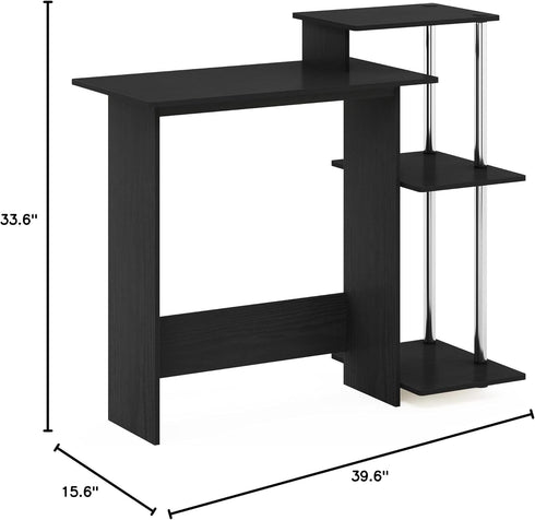Furinno Efficient Home Laptop Desk with Square Shelves, Side, Americano/Chrome for Computer Use