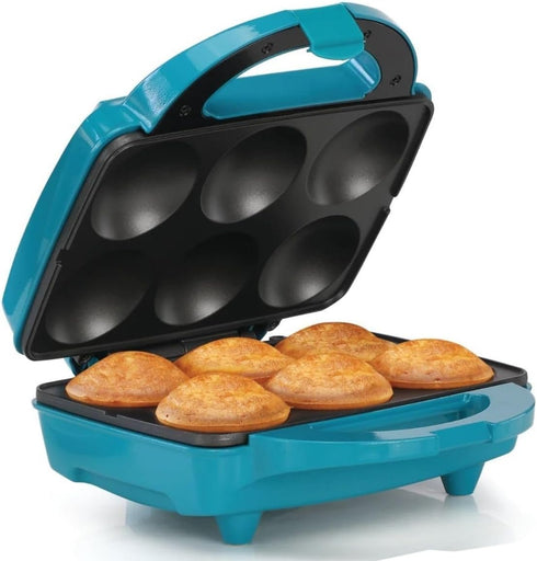 Holstein Housewares Non-Stick Cupcake Maker, Teal - Makes 6 Cupcakes, Muffins, Cinnamon Buns