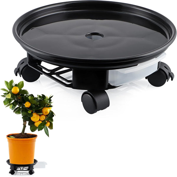 Skelang 13" Plant Caddy, Planter Saucer Pot with Moving Water Drawer