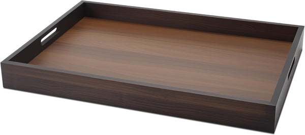 YACEYACE Wood Serving Tray Decor, 15"x10"x1.5" Medium Serving Tray for Party, Ottoman, Coffe