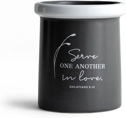 DaySpring Ceramic Utensil Caddy - Serve One Another in Love (J8349)