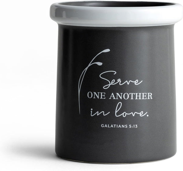 DaySpring Ceramic Utensil Caddy - Serve One Another in Love (J8349)