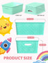 WYT 6-Pack Plastic Small Shelf Storage Weave Baskets Organizing for Cabinets and Pantries, Sky Blue