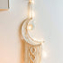 ANROYE Boho Macrame Woven Wall Hanging, Crochet Crescent Moon Star Dream Catcher with Long Tassel- White Cotton