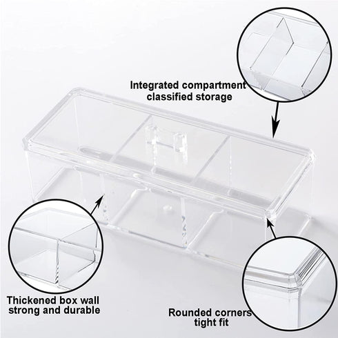 Qtip Holder Dispenser, 2 Layer Cotton Ball Holder for Bathroom Vanity Countertop Storage and Jewelry Organizer
