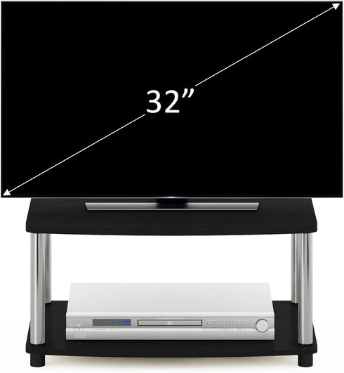 2-Tier 13191AMSS Furinno Turn-N-Tube No Tools Elevated TV Stand, Stainless Steel Tubes, Americano/Chrome