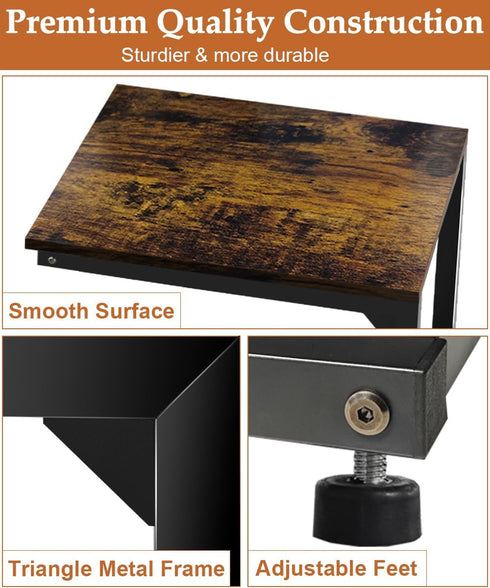 Artigarden C End Table with Metal Frame Small Side for Couch, Sofa TV Tray Tables for Living Room, Bedroom, Bedside