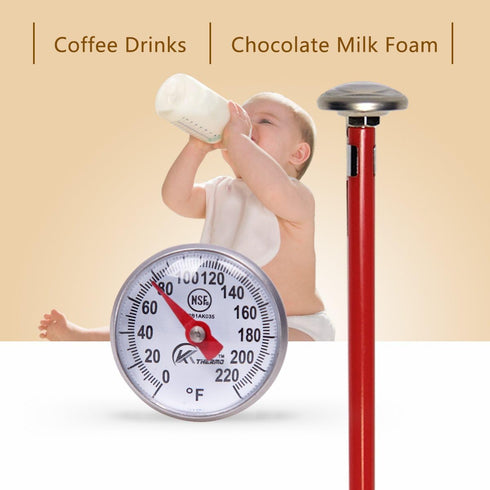 KT THERMO Instant Read 1-Inch Dial Thermometer, Best for Coffee Drinks, Chocolate Milk Foam