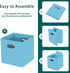Black Foldable Storage Cubes Bins, Fabric Organizer Baskets with Dual Handles for Home Organization, Set of 3 (Blue)