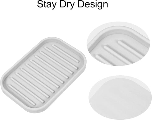 VOCOSTE Soap Dish: Soap Cleaning Storage to Keep Soap Dry for Home Bathroom Kitchen, Silicone, Light Gray