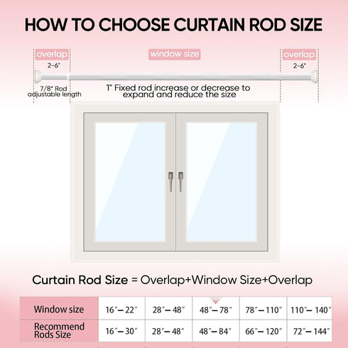 Heavy Duty Curtain Rods for Windows: 1 Inch Adjustable White Curtain Rods for 48 to 84 Inch Windows