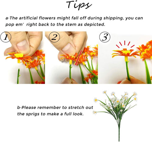 6Pcs Artificial UV Resistant Flowers, Outdoor Fake Plants for Hanging Planter, Garden, Cemetery, Kitchen Decor