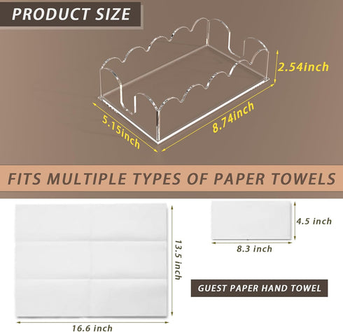 Acrylic Guest Towel Napkin Holder, Clear Hand Towel Holder for Bathroom, Paper Hand Towels Storage Tray, Disposable