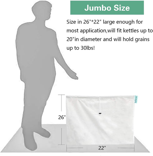 3 Pack 22"26" 250 Brew Bags Extra Large Reusable Micron Fine Mesh Bag for Fruit Cider Apple Grape Wine Beer Press