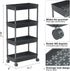 Sooyee 4 Tier Wide Storage Cart, Mobile Shelving Unit Organizer for Kitchen, Bathroom, Laundry, Black Plastic & Steel