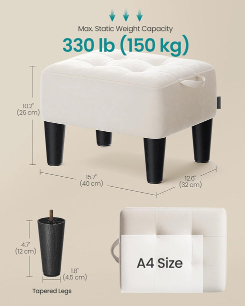 330 lb ULOM501W01 SONGMICS Foot Stool with Legs, Small Footstool Ottoman, Velvet Seat with Thick Cushion, for Living