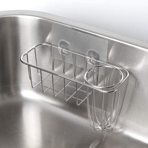 HULISEN 3-in-1 Sponge Holder for Kitchen Sink - Stainless Steel Caddy for Soap, Dish Brush Holder, No Drill, Rustproof,