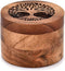 Acacia Wood Spice Cellars Box with Lid, Round Storage Box for Kitchen Counter, 3.5" x 3.5" x 2.5" for Spices