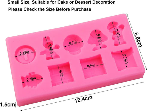 9-Cavity Silicone Cartoon Fondant Mold for Cake Decorating, Candy Making, and Resin Crafts - Chocolate and Gum Paste
