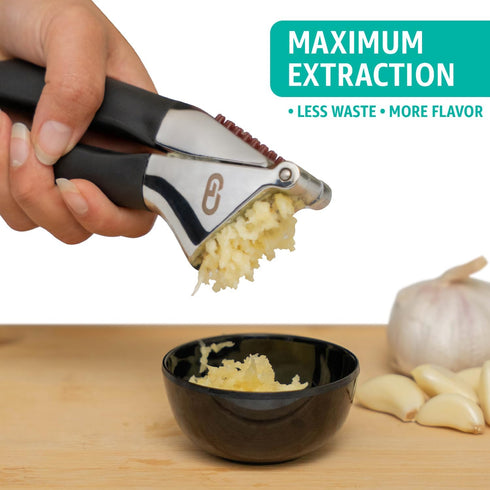 Set Garlic Press Heavy Duty Rust-Resistant Garlic Crusher & Mincer with Ergonomic Handles, Easy Squeeze Manual Garlic
