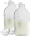 The Dairy Shoppe Heavy Glass Milk Bottles - Jugs with Lids and Silicone Pour Spouts