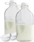 The Dairy Shoppe Heavy Glass Milk Bottles - Jugs with Lids and Silicone Pour Spouts