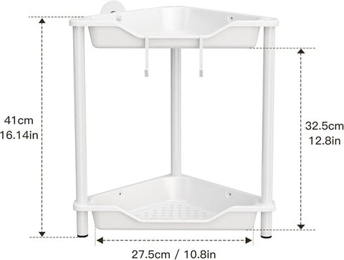 2 Orimade Rustproof Tier Floor Standing Corner Shower Caddy Organizer, Plastic Metal Splicing Floor Corner Shelf Rack