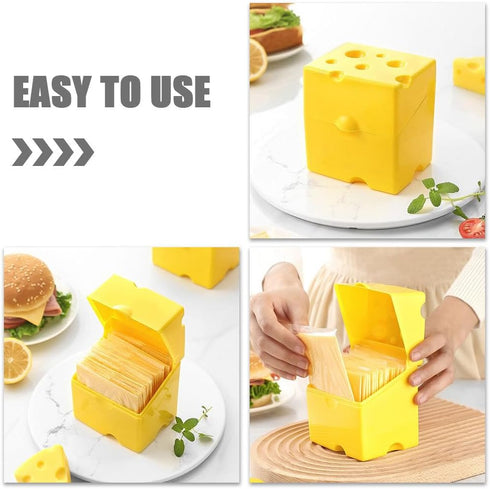 VOSAREA Sliced Cheese Storage Container with Flip Lid, Cheese Shaped Box Holder for Fridge Food Storage