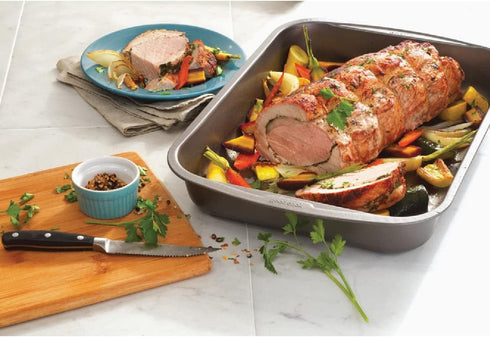 Goodcook 04048 Metal Utensil Nonstick Roast Pan, 11.5 Inch x 15.5, Easy Clean, Silver