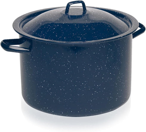 IMUSA USA C20666-1062810W Speckled Enamel Stock Pot with Lid, 4 Quart, Blue