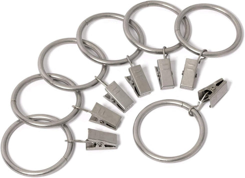 Iron Metal Curtain Clip Rings, 2 Inch Interior Diameter, 20 Pack, Nickel Satin
