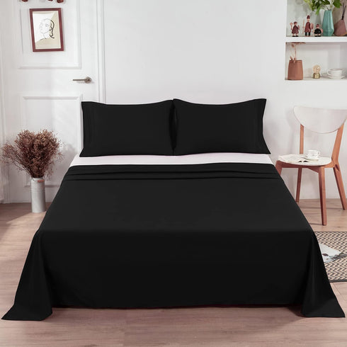 Lirex Black Twin Flat Sheet Only, Ultra Soft & Breathable Brushed 1800 Microfiber, Hotel Quality, Sold Separately