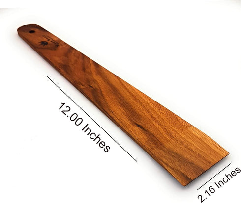 Wooden Spatula for Cooking, 12 Inch Handmade Thin Walnut Wood Saute Utensil, Perfect for Flipping and Scraping