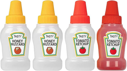 RONRONS 4 Pieces Mini Ketchup Bottles for Lunch Box, 25ml Salad Dressing