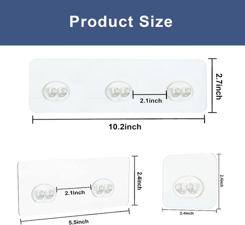 12 Pcs Shower Caddy Adhesive Hooks Replacement Storage Shelf Basket Strips Hook/No Drilling Strong Adhesive