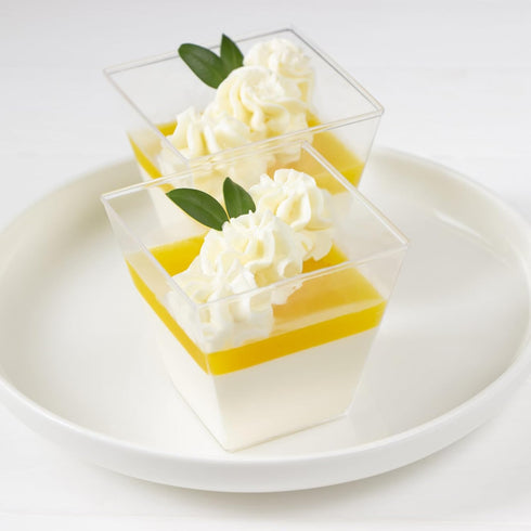 5 oz 100 Pack Mini Dessert Cups, Small Square Plastic Cups, Clear Appetizer Cups for Pudding, Yogurt, Mousse, Wedding