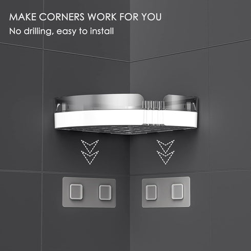 Corner Shower Caddy, Bathroom Shelves Organizers for Shampoo, Soap, Removable No-Drill Design (2 Pcs Grey)