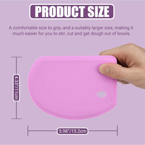 Sapid Silicone Bowl Scraper, Flexible Curved Edge (5.98"×4.3"), Food Grade Dough Scraper for Baking