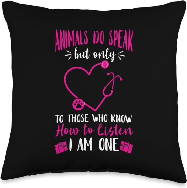 Veterinarian How to Listen Assistant Vet Tech Throw Pillow, 16x16, Multicolor